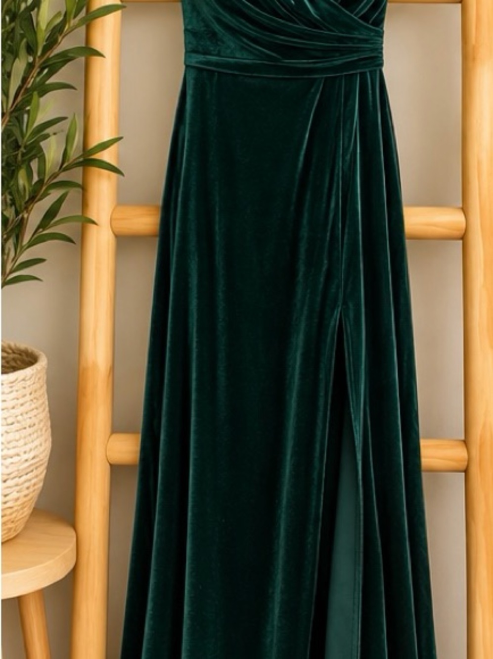 JJ’s House Dark Green Velvet Bridesmaid Maxi Dress Size 4